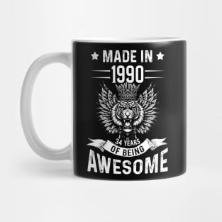 Made In 1990 34 Years Of Being Awesome Birthday Mug